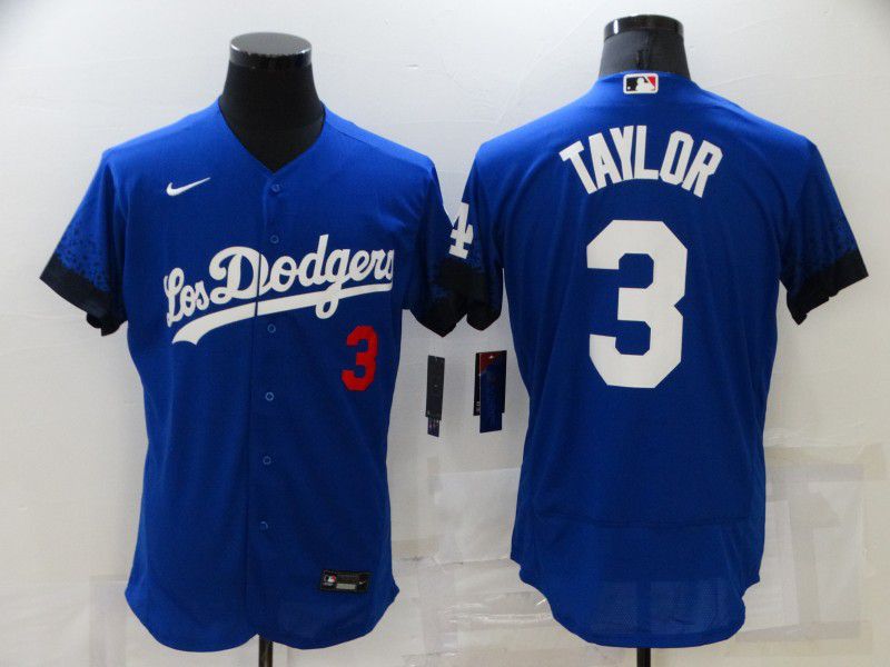 Men Los Angeles Dodgers #3 Taylor Blue City Edition Elite Nike 2021 MLB Jersey